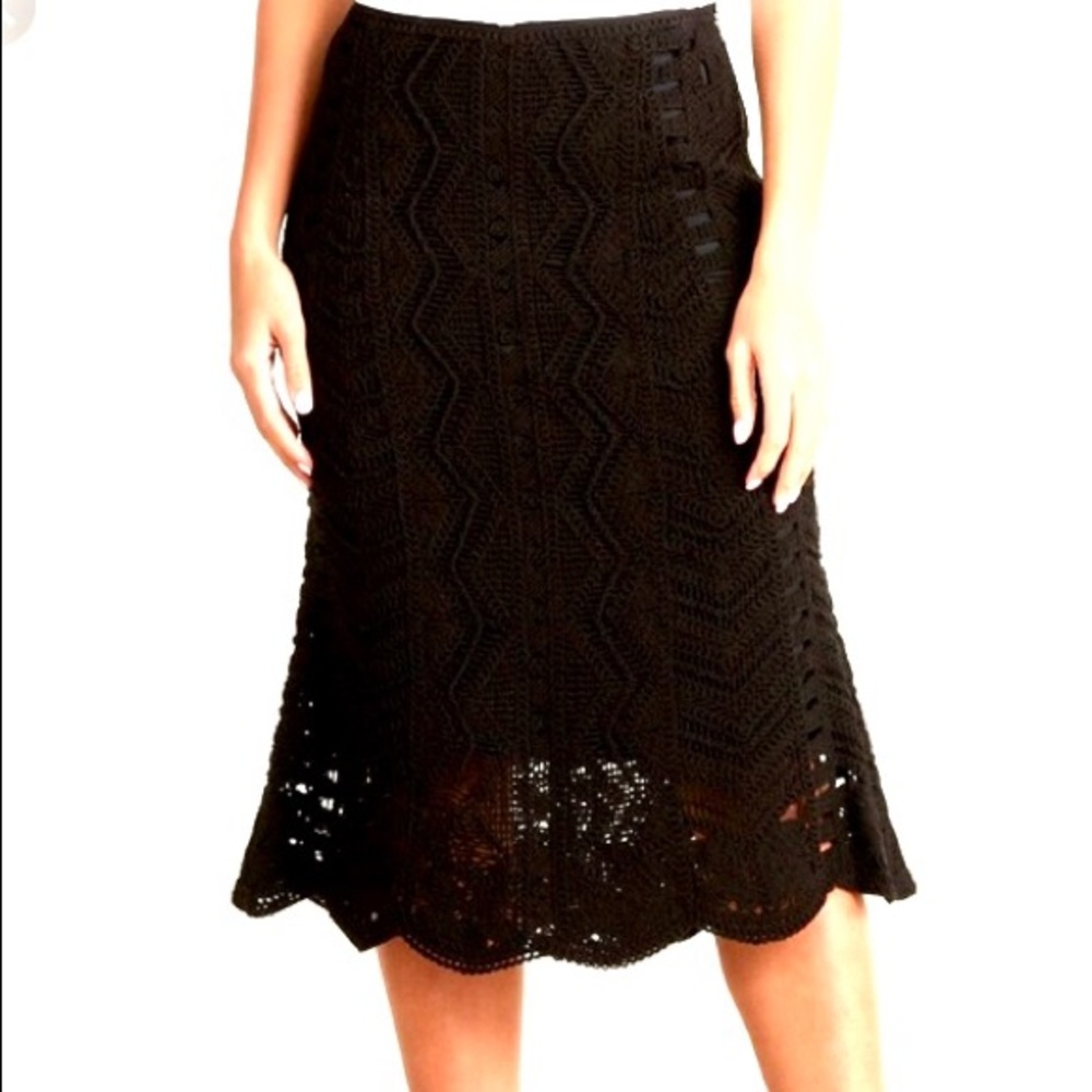 Kobi Halpern Black Loni Crochet Skirt